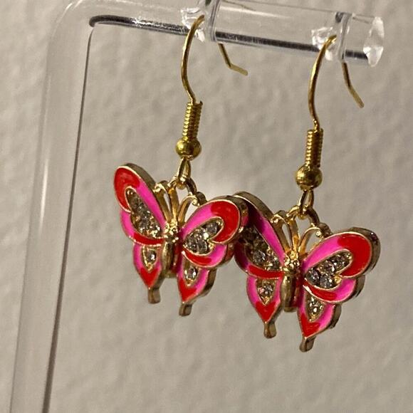 Drop Earrings butterfly 14k plated - Picture 3 of 4
